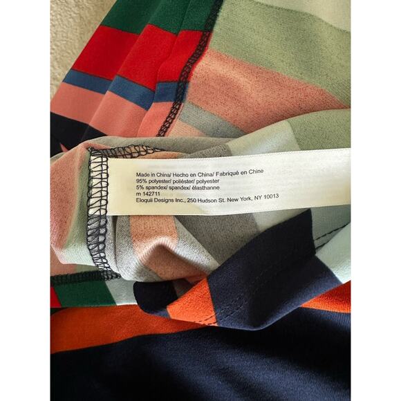 Eloquii Rainbow Striped A-line Midi Dress Puff Long Sleeve Artsy Plus 16 NEW - Picture 5 of 9